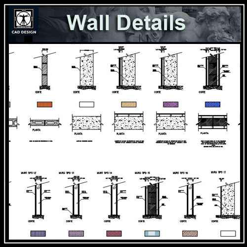 Free Wall details – 【Autocad Design PRO-Autocad Blocks,Drawings Download】