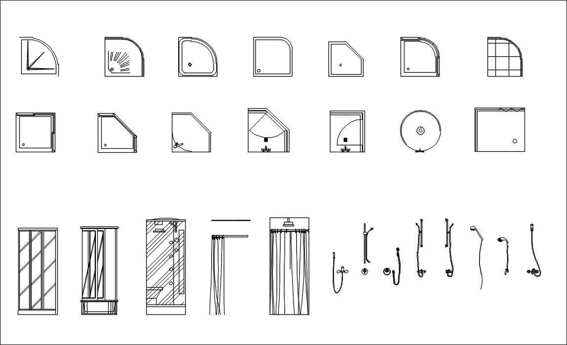 Bathroom Blocks-Shower – 【Autocad Design PRO-Autocad Blocks,Drawings