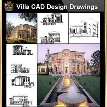 ★【Villa CAD Design,Details Project V.5-French Riviera Style】Chateau,Manor,Mansion,Villa@Autocad Blocks,Drawings,CAD Details,Elevation