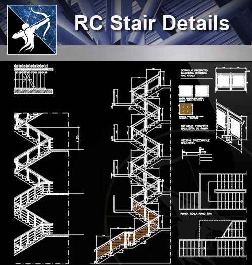 【Architecture CAD Details Collections】RC Stair CAD Details