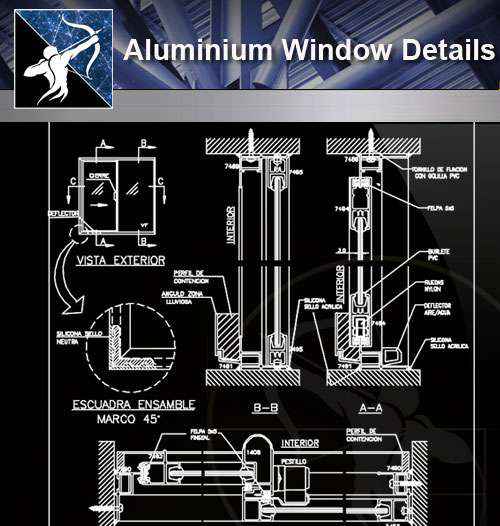 【Architecture CAD Details Collections】Aluminium Window CAD Detail Collection