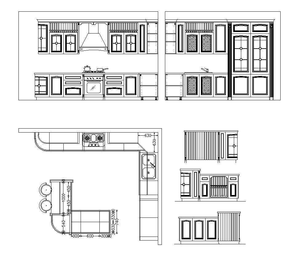 Various Kitchen Cabinet Autocad Blocks & elevation V.2】All kinds of