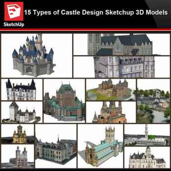 💎【Sketchup Architecture 3D Projects】15 Types of Castle Design Sketchup 3D Models V2