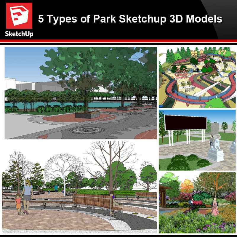 Park Landscape Sketchup 3d Models, Types Of Landscape Architecture
